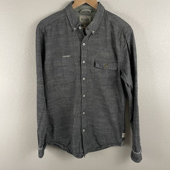 Roark Mens L Gray 100% Cotton Button Down Long Sleeve - Picture 1 of 6